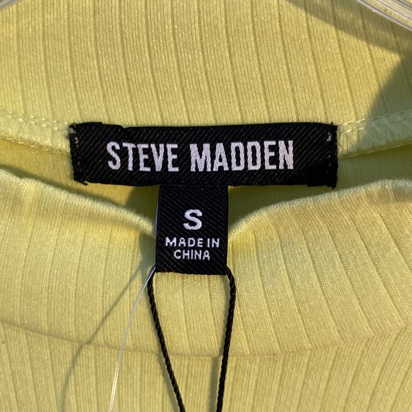 STEVE MADDEN Women’s Long Sleeve Tie- Waist Ribbed Lime Dress Size Small - Picture 3 of 5